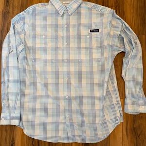Columbia Men's Light Blue Checkered Shirt